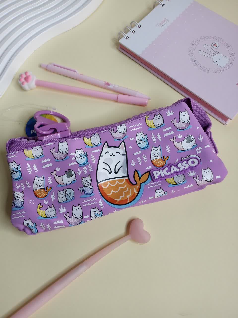 جامدادی فانتزی زیپ بزرگ سه جیب پیکاسو