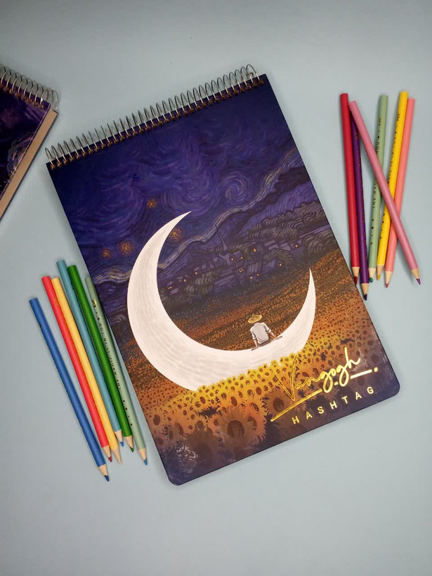 دفتر طراحی ۱۰۰ برگ ونگوگ جلد سخت A4 بالکی هشتگ